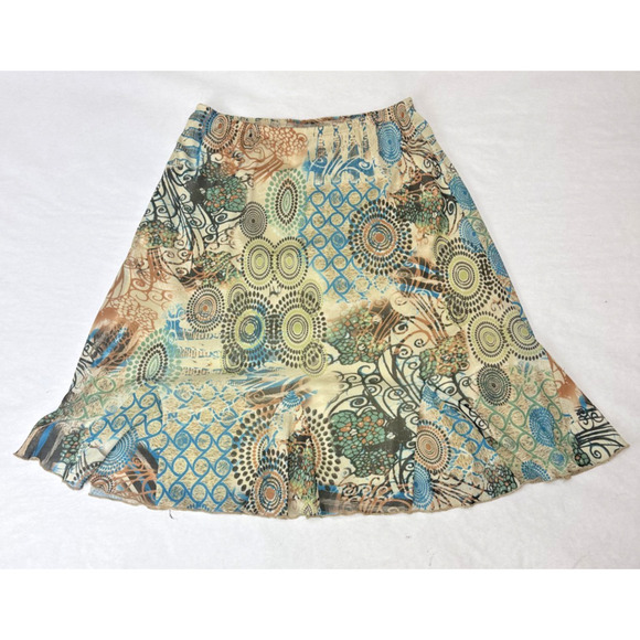 Y2K Vintage Print Skirt Sheer Overlay Molly & Max Lined Boho Small Grunge - Picture 1 of 6